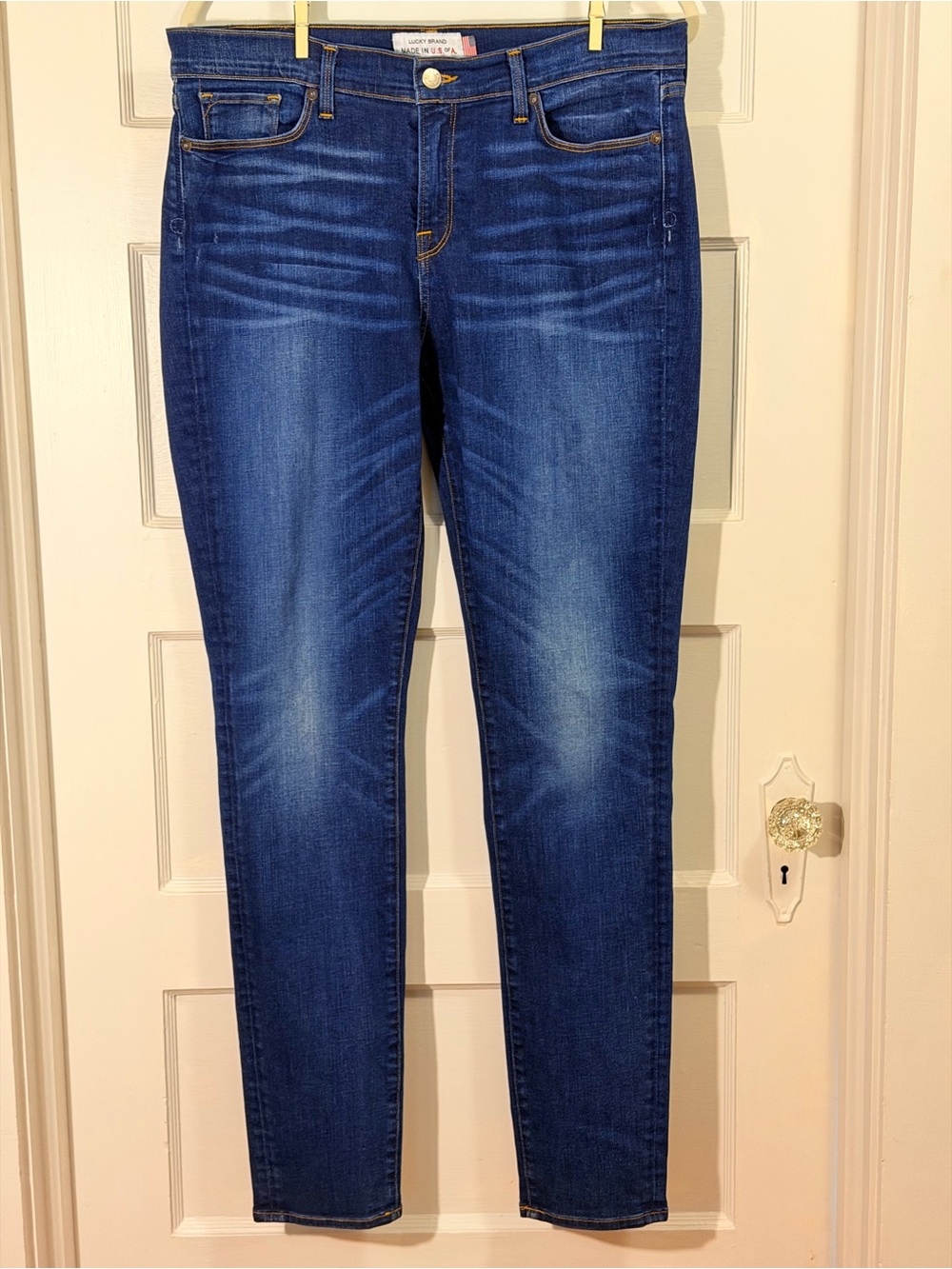 Lucky Brand "Brooke Skinny" USA-Made White Oak Cone Denim Jeans 14/32 Regular